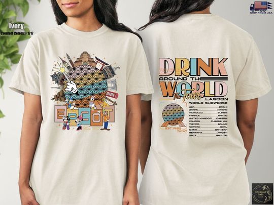 Comfort Colors Retro Disney Epcot Shirt, Drink Around the World Tour T-Shirt