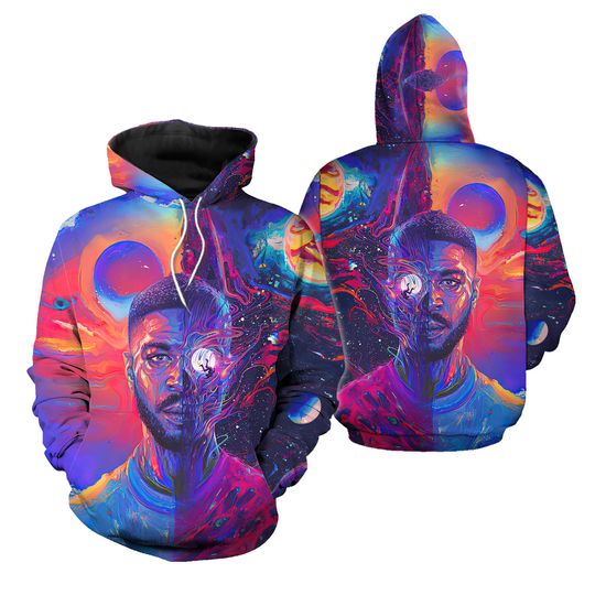 Kid Cudi Galaxy Signed Autographed Man On The Moon III The Chosen Record Album LP Hoodie 3D