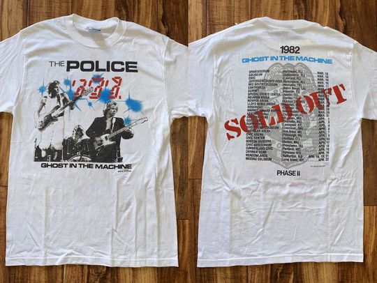 The Police Ghost in the Machine Phrase II 1982 Concert Tour T-Shirt, The Police Tour 1982 T-Shirt