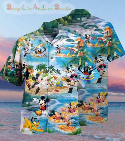 Mickey Daisy Pluto Disney Picnic Hawaiian Shirt