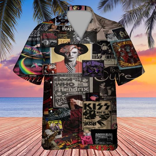 80s Music Rock Band 3D Print Hawaiian Shirt, Hawaiian Shirt
