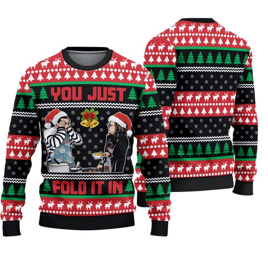 You Just Fold It In Schitts Creek Ugly Knitted Christmas 3D Sweater
