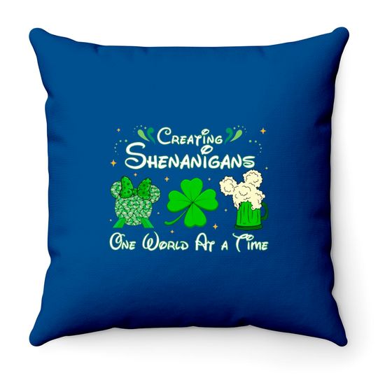 St Patricks Day Disney Epcot Throw Pillows, Creating Shenanigans St Patricks Day Throw Pillows