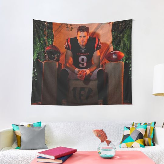 Joe Burrow On The Throne Tapestry