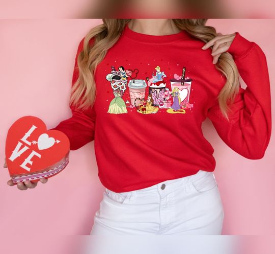 Disney Princess Coffee Sweatshirt,Valentine's Coffee,Disney Valentine's,Disney Trip Shirt,Coffee Lover