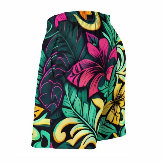 Men's Linen Shorts Casual Elastic Waist Drawstring Summer Beach Shorts