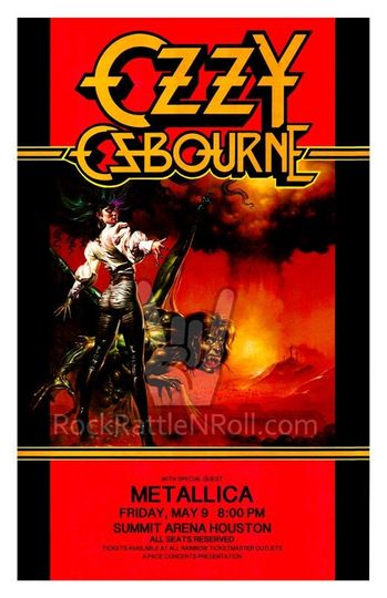 OZZY OSBOURNE 1986 Concert Poster Houston Texas Ultimate Sin Rock