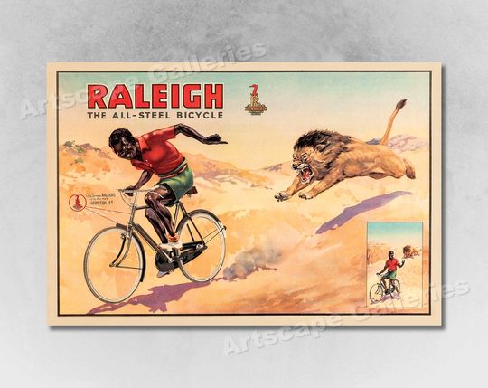 Raleigh Steel Bicycle 1940s Vintage Style Unusual Cycling Poster