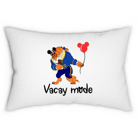 Funny Disney Beast Vacay Mode Lumbar Pillows, Beauty and the Beast Lumbar Pillows
