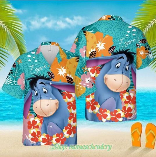 Eeyore Donkey Hawaiian Shirt/ Disney Tropical Forest Hawaii Shirt