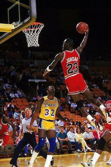 Michael Jordan Dunking On Magic Johnson Poster