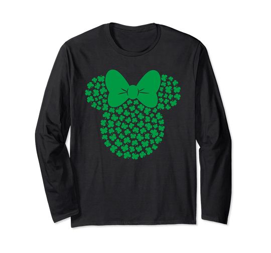 Disney Minnie Mouse Icon Green Shamrocks St. Patrick's Day Long Sleeve Shirt