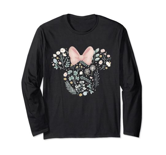Disney Minnie Mouse Icon Spring Flowers Long Sleeve Shirt
