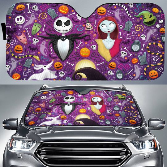Disney Jack Skellington and Sally Car Sunshade Ni
