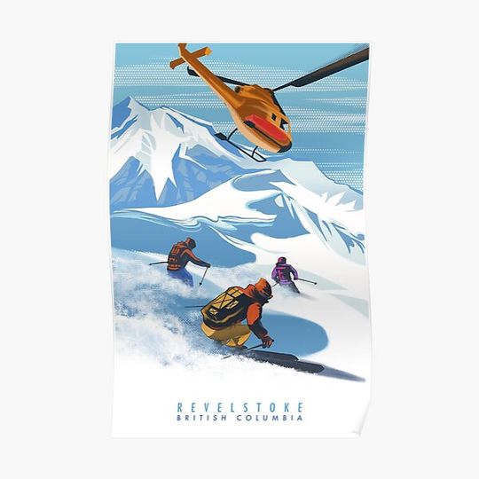 Discover RETRO HELISKI REVELSTOKE SKI POSTER Premium Matte Vertical Poster