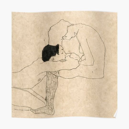 Egon Schiele "Lovers" Premium Matte Vertical Poster