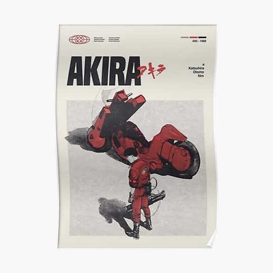 Akira Mid-Century Poster Minimalist Movie Poster Premium Matte Vertical Poster
