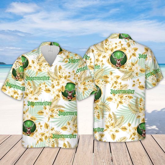 Jagermeister Hawaiian Flowers Pattern Shirt, Hawaiian beer lover Shirt, Aloha Unisex Shirt