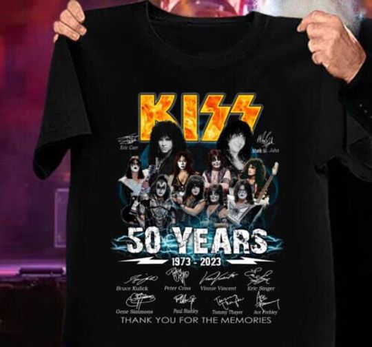 Kiss Band Shirt, Kiss Band 50 Years 1973-2023 Signed T-Shirt