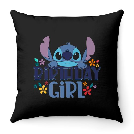 Disney Lilo & Stitch Birthday Girl Throw Pillows, Stitch Birthday Throw Pillows