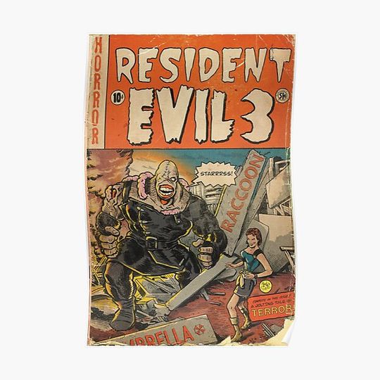 Resident Evil 3 fan art comic book cover Premium Matte Vertical Poster