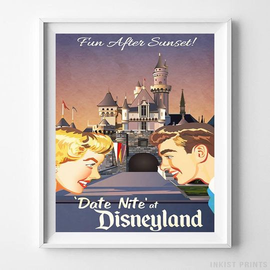 Disneyland Art, Date Nite, Disneyland Vintage, Disney Poster, Disneyland Poster
