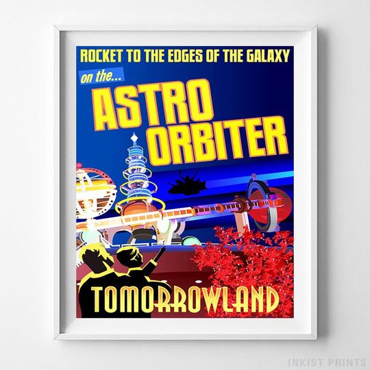 Disneyland Poster, Vintage Astro Orbiter, Tomorrowland, Attraction Poster