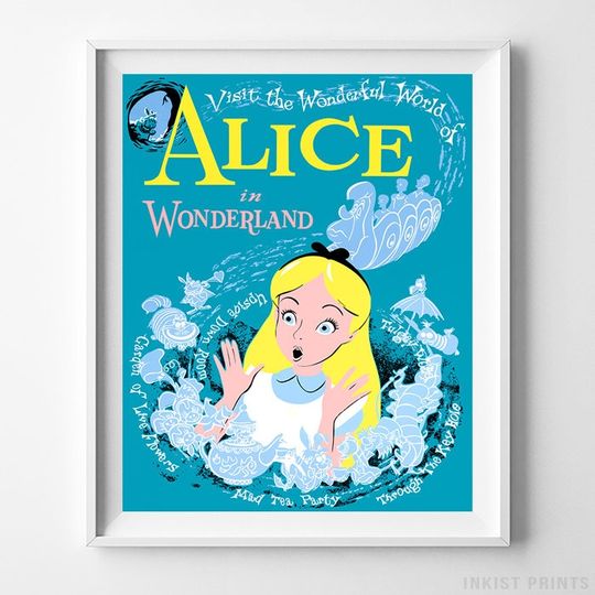 Disneyland Art, Alice in Wonderland, Disneyland Alice, Fantasyland, Vintage Disneyland Poster