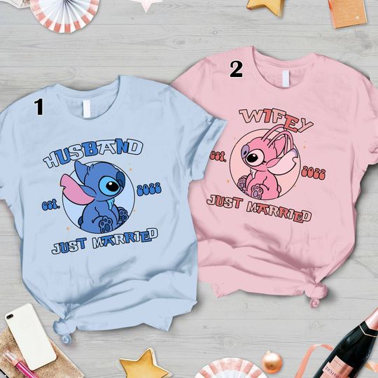 Stitch Angel Shirt Stitch Couple T-Shirt Stitch Angel Wedding Shirt, Disney Couples Matching Shirt