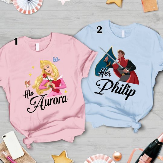Princess Aurora And Prince Philip Shirt Princess Aurora Couple Shirt