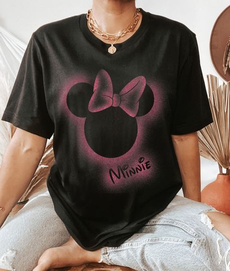 Disney Minnie Mouse Stencil T-Shirt, Mickey and Friends, Gift For Dad, Family Matching Tee