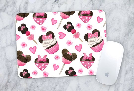 Disney Minnie Pink Snacks Cake Pop Cupcake Heart Mousepad