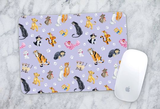 Disney Cats Tigger Figaro Marie Purple Background Mousepad