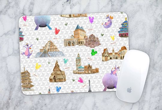 Figment Around the World Park Epcot Disney Sketch Pattern Mousepad