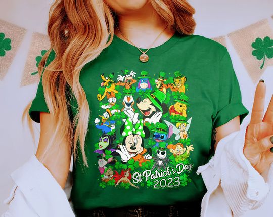 Vintage Disneyland St Patricks Day Shirt, Disney Characters Irish Green Shirt
