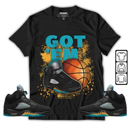 GOT'EM Unisex Sneaker Shirt Match 2023 Retro Aqua 5s Tee, Jordan 5 Aqua T-Shirt