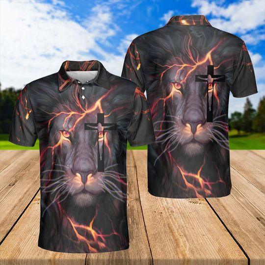 Lion Of Judah Jesus Christ Polo Shirts Jesus The God Christian Gifts For Mens Polo Golf Shirt
