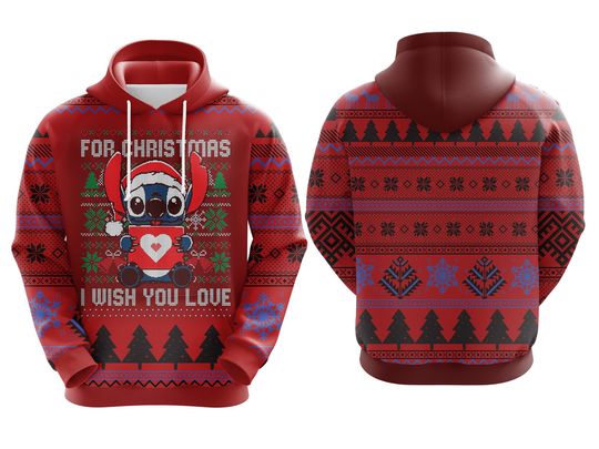 Disney Stitch Hoodie, Ohana Means Family Hoodie, Stitch 3D All Over Printed Hoodie