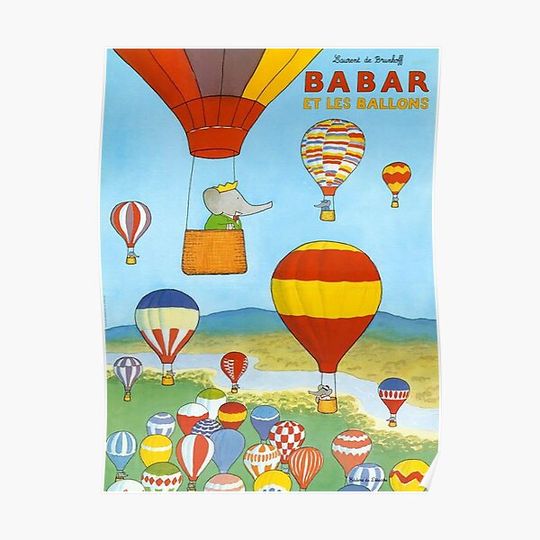 Babar et les ballons Premium Matte Vertical Poster
