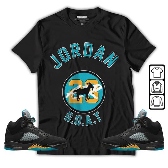 Jordan Goat Air Unisex Sneaker Shirt Match 2023 Retro Aqua 5s Tee, Jordan 5 Aqua T-Shirt