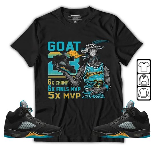 Goat MVP Unisex Sneaker Shirt Match 2023 Retro Aqua 5s Tee, Jordan 5 Aqua T-Shirt
