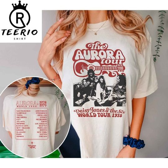 Daisy Jones & the six, Aurora world tour shirt, book merch, 1978 world tour tee