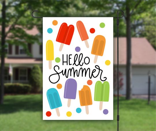Hello Summer, House Flag, Popsicles Ice Cream