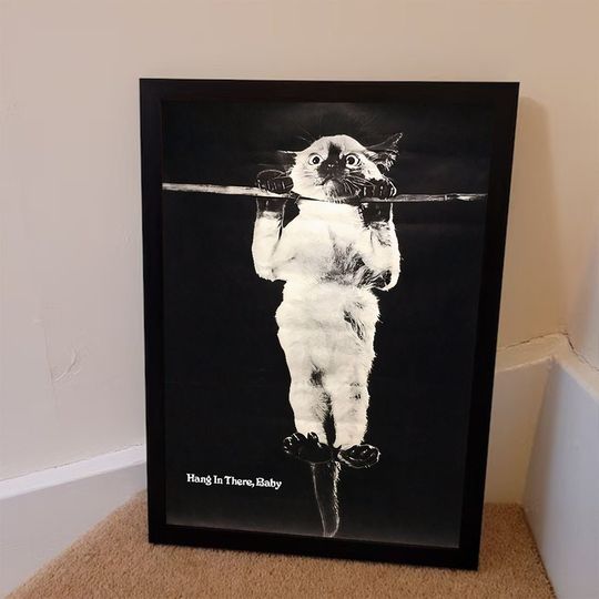 Hang in There Baby Original Poster, Cat Vintage Poster