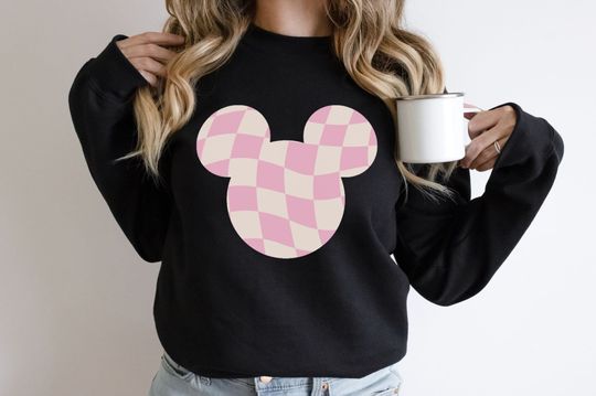 Mickey Mouse Checker Print Sweatshirt | Gift, Mama Sweatshirt, Disney Trip Sweater