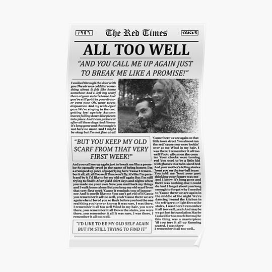 Discover All Too Well Newspaper Premium Matte Vertical Poster