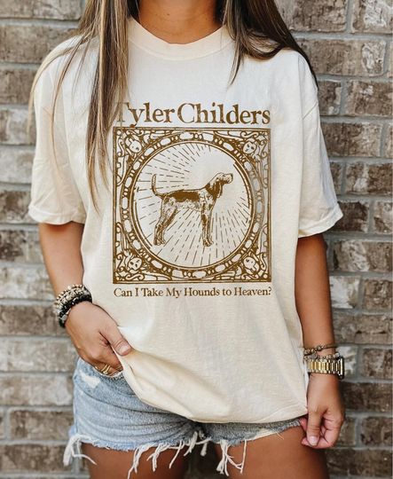 Discover Tyler Childers Can I Take My Hounds to Heaven T-Shirt, Retro Western Shirt, Country Music T-Shirt