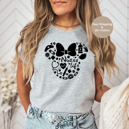 Minnie Nurse Life Disney Shirt, Minnie Head Disney Shirt