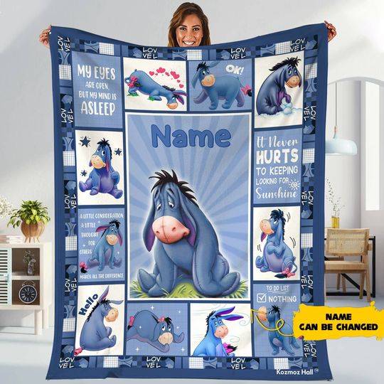 Personalized Eeyore Blanket Winnie Pooh Eeyore Fleece Blanket