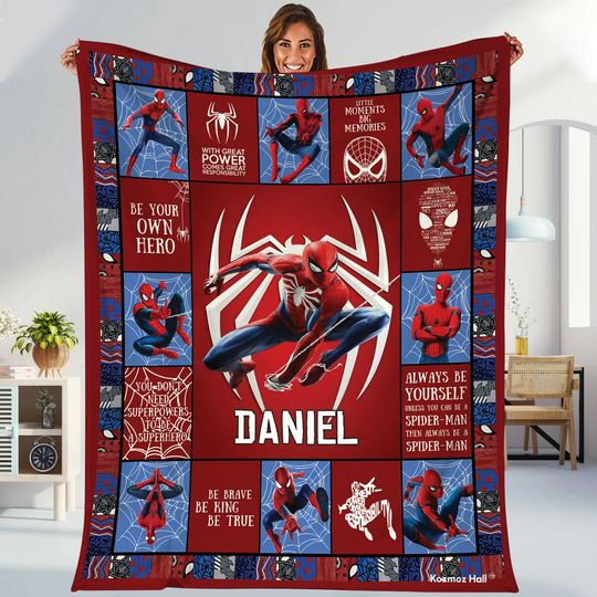 Personalized Family Spiderman Blanket Spiderman Fleece Blanket